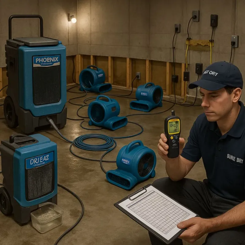 Structural Drying and Dehumidification process in La Grange, NC